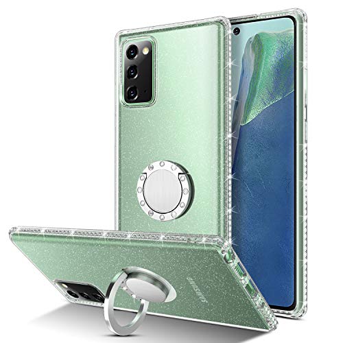 BENTOBEN-Galaxy-Note-20-Phone-Case-Case-Samsung-Note-20-5G-2020-Slim-Fit-Thin-Clear-360-Ring-Holder-Kickstand-Soft-TPU-Rubber-Bumper-Hybrid-Shockproof-Protective-Girls-Women-CoverClear-Glitter-0