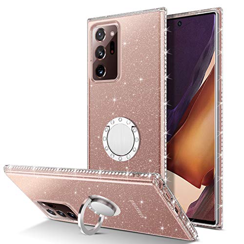BENTOBEN-Samsung-Galaxy-Note-20-Ultra-Case-Note-20-Ultra-5G-Case-2020-Slim-Clear-360-Ring-Holder-Kickstand-Rhinestone-Soft-Rubber-Hybrid-Shockproof-Protective-Girls-Women-Cover-Clear-Glitter-0
