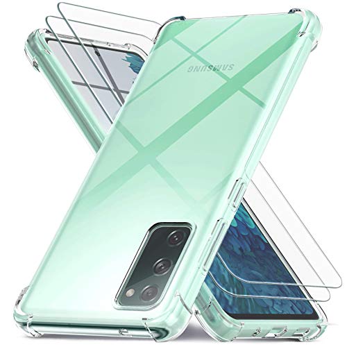 Ferilinso-Case-for-Samsung-Galaxy-S20-FE-2-Pack-Screen-Protector-Tempered-Glass-Shockproof-Clear-Silicone-Cover-Military-Grade-Protection-10X-Anti-Yellowing-Full-Body-Coverage-0