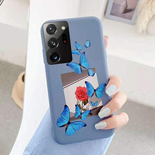 Topwin-Galaxy-Note-20-5G-Liquid-Silicone-FloralAminal-Case-Cute-ButterflyDaisy-Pattern-on-Liquid-Silicone-Soft-Gel-Rubber-for-Girls-Full-Lens-Protection-for-Samsung-Galaxy-Note-20-67-Blue-0