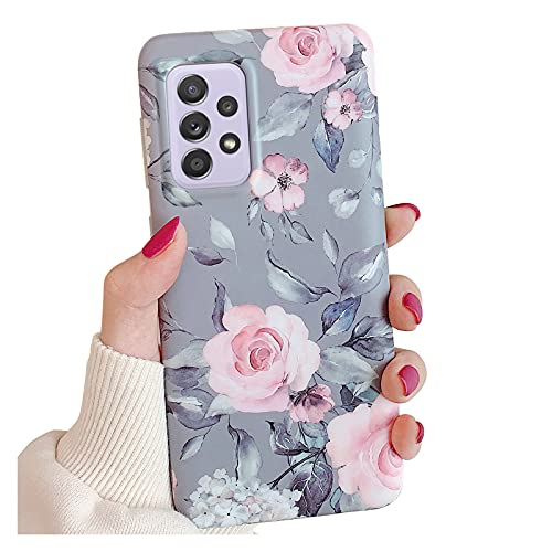 YeLoveHaw-Phone-Case-Designed-for-Samsung-Galaxy-A52-for-Women-Girls-Soft-Slim-Full-around-Protective-Cute-Cover-with-Floral-Purple-Gray-Leaves-Pattern-for-SamsungA52-GalaxyA52-5G-65Pink-Flowers-0